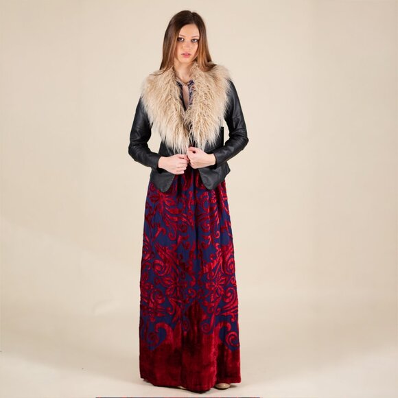 NWT Free People Dress SIZE 2 Blue Red Burnt Velvet Bohemian Boho Maxi Festival - Picture 7 of 10